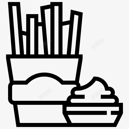 薯条快餐食品图标svg_新图网 https://ixintu.com 小吃 快餐 薯条 街头食品和食品运输线 食品