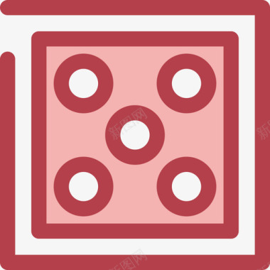 骰子形状9红色图标图标