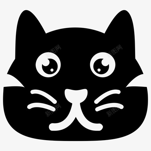猫脸卡通动物卡通猫图标svg_新图网 https://ixintu.com 卡通动物 卡通猫 可爱卡通 可爱猫脸字形图标 猫脸 猫表情