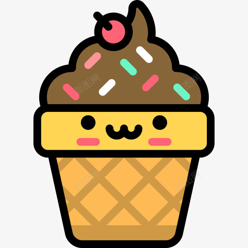 冰淇淋可爱的食物3线性颜色图标svg_新图网 https://ixintu.com 冰淇淋 可爱的食物3 线性颜色