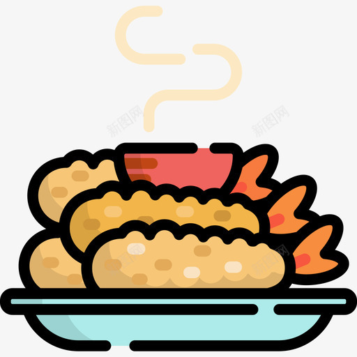 天妇罗食品和餐厅9线性颜色图标svg_新图网 https://ixintu.com 天妇罗 线性颜色 食品和餐厅9