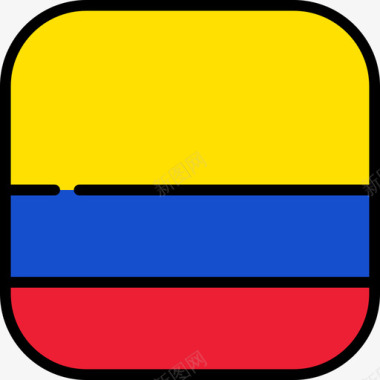 哥伦比亚国旗系列6圆形方形图标图标