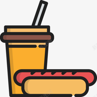 快餐烧烤2线性颜色图标图标