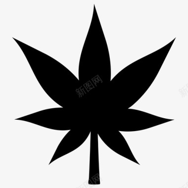 大麻开花药草叶子图标图标