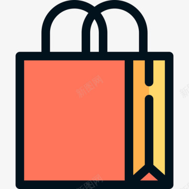 购物袋印花3线性颜色图标图标