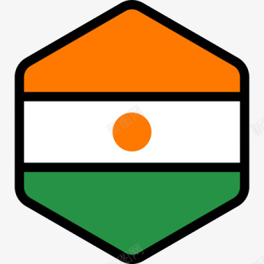 尼日尔国旗系列5六边形图标图标