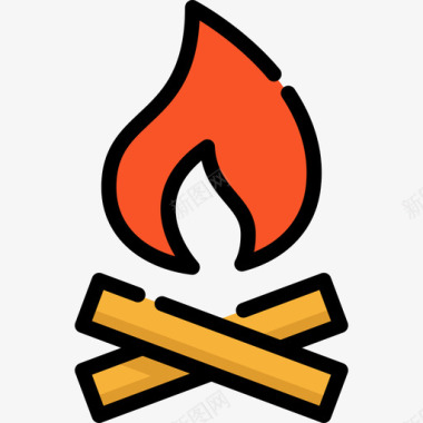 篝火消防3线性颜色图标图标