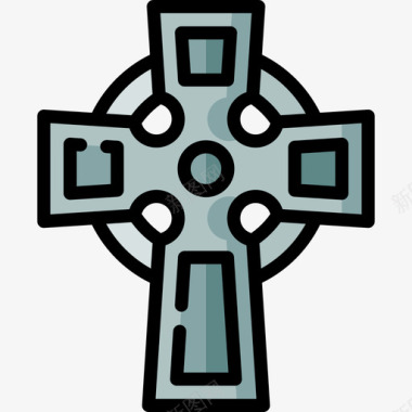 十字架圣帕特里克第11天直线颜色图标图标