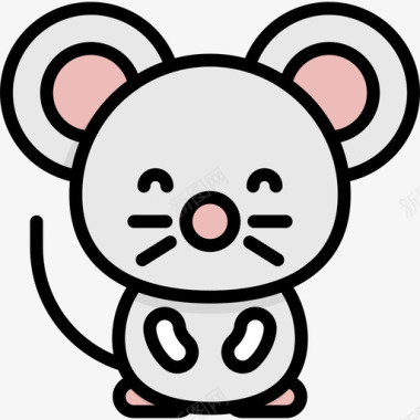 老鼠川维动物3线性颜色图标图标