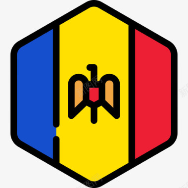 摩尔多瓦国旗系列5六边形图标图标