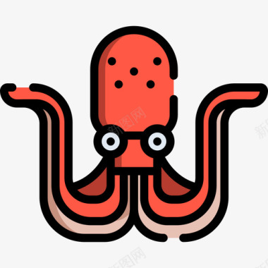 章鱼动物29线形颜色图标图标