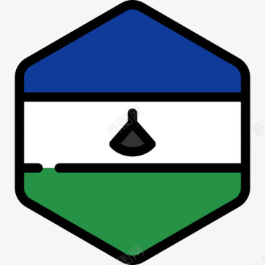 莱索托旗帜系列5六边形图标图标