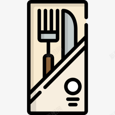 餐具食品和餐厅9线性颜色图标图标