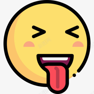 舌头表情符号5线性颜色图标图标