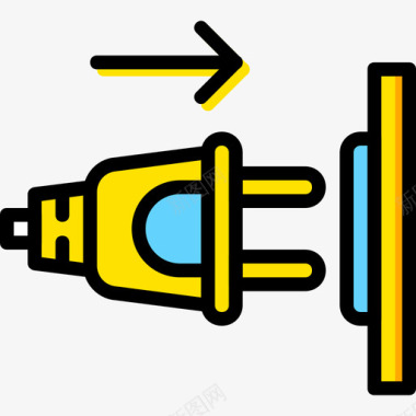 插头连接器电缆4黄色图标图标