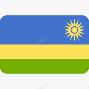 卢旺达国际国旗6圆形矩形图标图标
