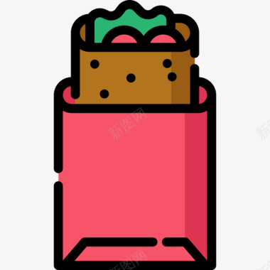 墨西哥玉米煎饼线形颜色图标图标