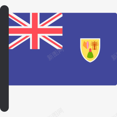 特克斯和凯科斯群岛国际国旗5桅杆图标图标
