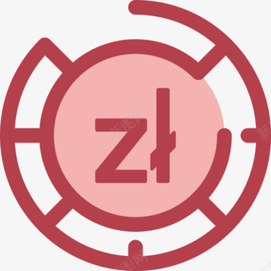 兹罗提货币要素4红色图标图标