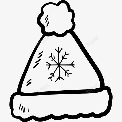 冬季帽圣诞节27黑色图标svg_新图网 https://ixintu.com 冬季帽 圣诞节27 黑色