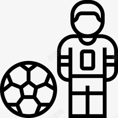足球运动员足球元素直线型图标图标