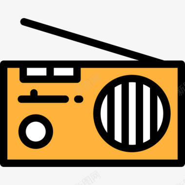 收音机电子8线性彩色图标图标