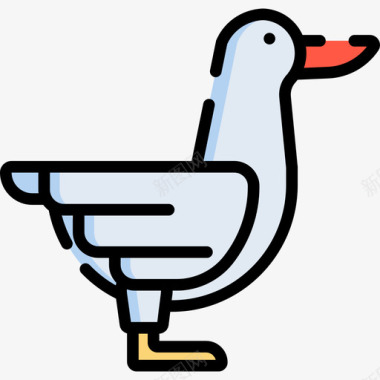 鸭动物29线性颜色图标图标