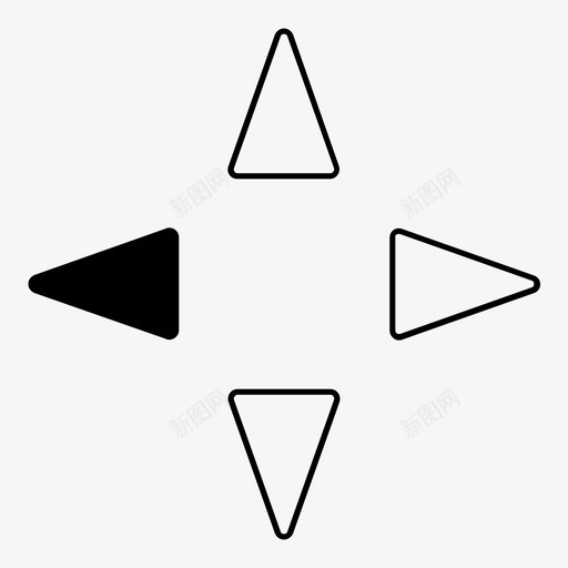 左箭头选项图标svg_新图网 https://ixintu.com 三角形方向箭头 左 方向 移动 箭头 选项