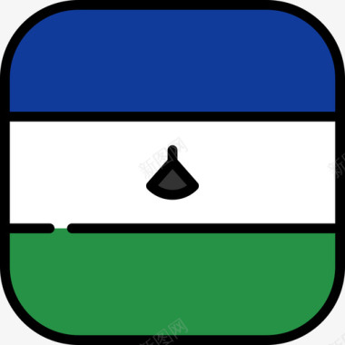 莱索托旗帜系列6圆形方形图标图标