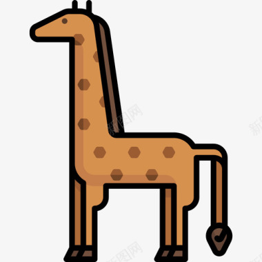 长颈鹿动物20线性颜色图标图标