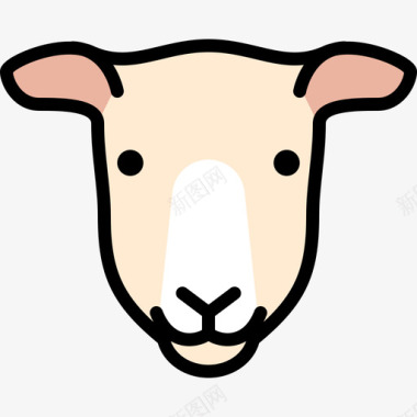 绵羊动物25线性颜色图标图标
