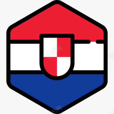克罗地亚国旗系列5六边形图标图标