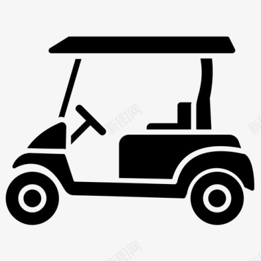 高尔夫球车手推车游戏设备图标图标