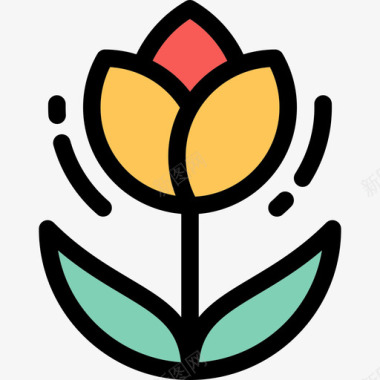 郁金香园艺8线性颜色图标图标