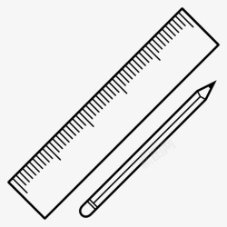 铅笔形铅笔和尺子形图标高清图片