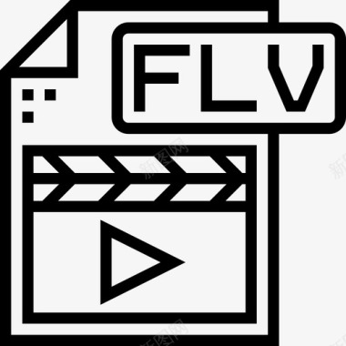 Flv文件类型3线性图标图标