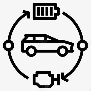 混合动力汽车发动机燃料图标图标