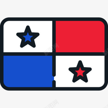 巴拿马旗帜系列4圆角矩形图标图标