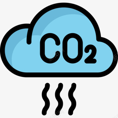 二氧化碳生态7线性颜色图标图标
