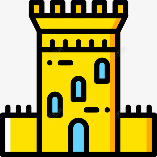 塔楼中世纪4黄色图标svg_新图网 https://ixintu.com 中世纪4 塔楼 黄色