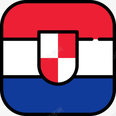 克罗地亚旗帜收藏6圆形广场图标图标