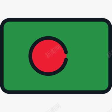 孟加拉国旗帜系列4圆形矩形图标图标