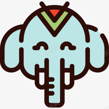 大象马戏团10线性颜色图标图标