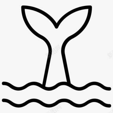 鲸尾水生潜水图标图标