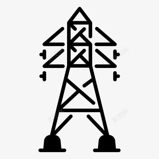 电塔电能电压图标svg_新图网 https://ixintu.com 瓦 电压 电塔 电能