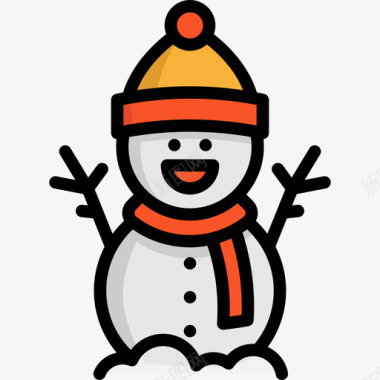 雪人圣诞35线性颜色图标图标