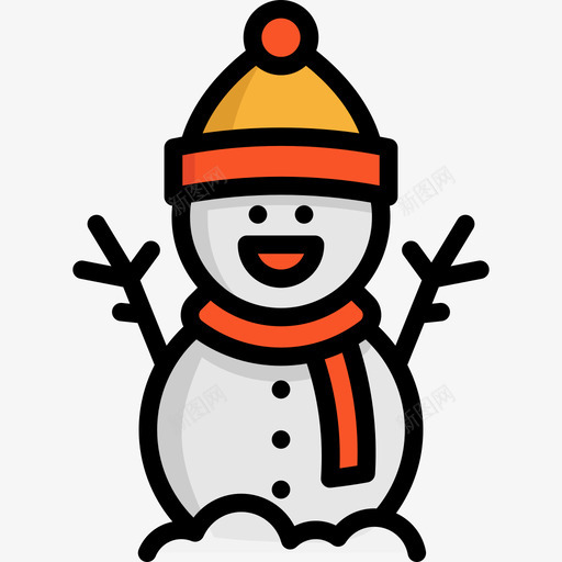 雪人圣诞35线性颜色图标svg_新图网 https://ixintu.com 圣诞35 线性颜色 雪人