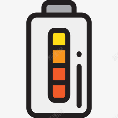低电池能量9线性颜色图标图标