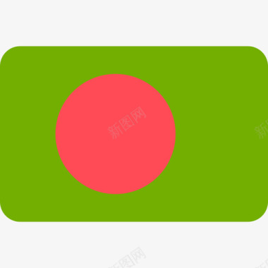 孟加拉国国际国旗6圆形矩形图标图标