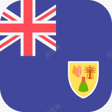 特克斯和凯科斯群岛国际旗帜3圆形方形图标图标